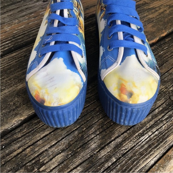 JC Play Jeffrey Campbell Canvas Platform Sneakers Sz 7 HiTops NASA Space Shuttle - Picture 6 of 10